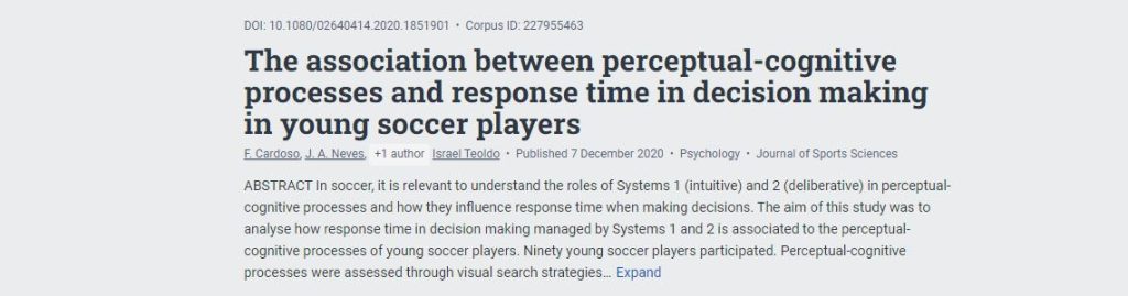 Soccer players on the field showcasing visual perception and decision-making skills.