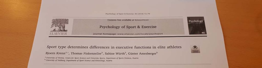 Bjoern Krenn with a background of brain diagrams illustrating the impact of sports on cognitive functions.